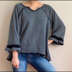 Free People 3/4 Sleeve Gray Top